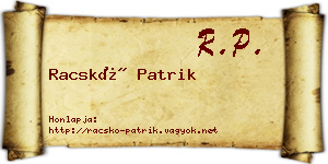 Racskó Patrik névjegykártya